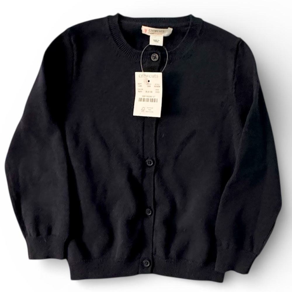 JCrew Crewcuts Cardigan Sweater Girls XXS (2-3) Navy Blue 100% Cotton NEW NWT